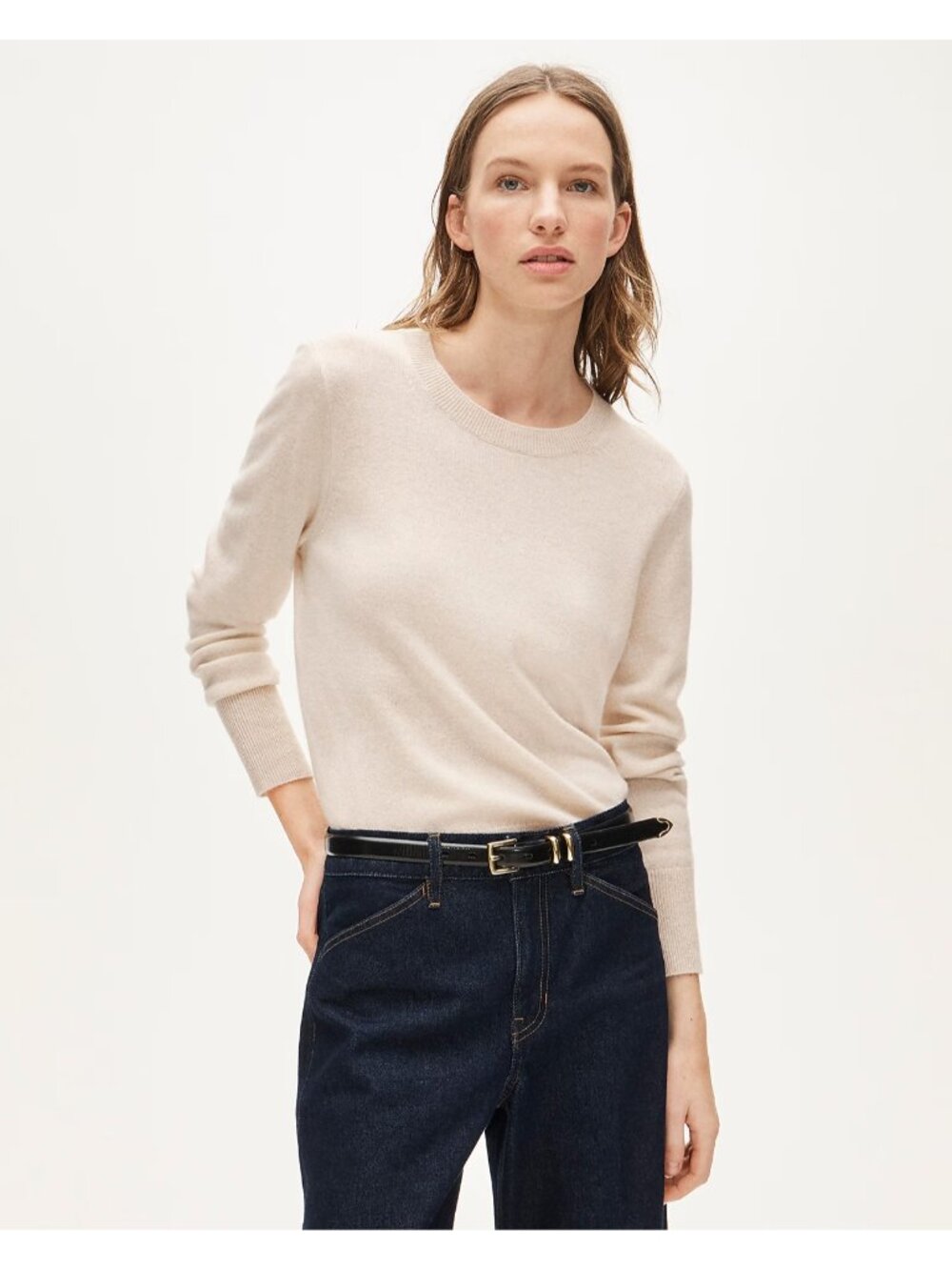 NWT J.Crew BA400 Cashmere Classic-fit Crewneck Sweater in Heather Natural L